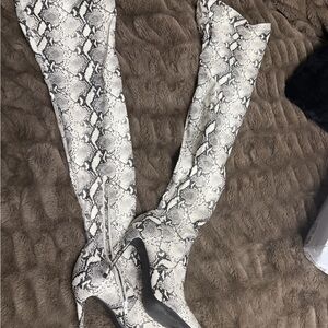 Steve Madden Black and White Over the Knee Boots